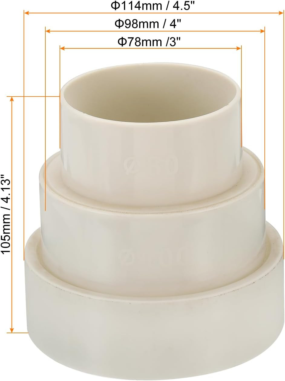 4.5″ to 4″ to 3″ Duct Reducer, Duct Connector Ducting Inline Adapter Increaser A