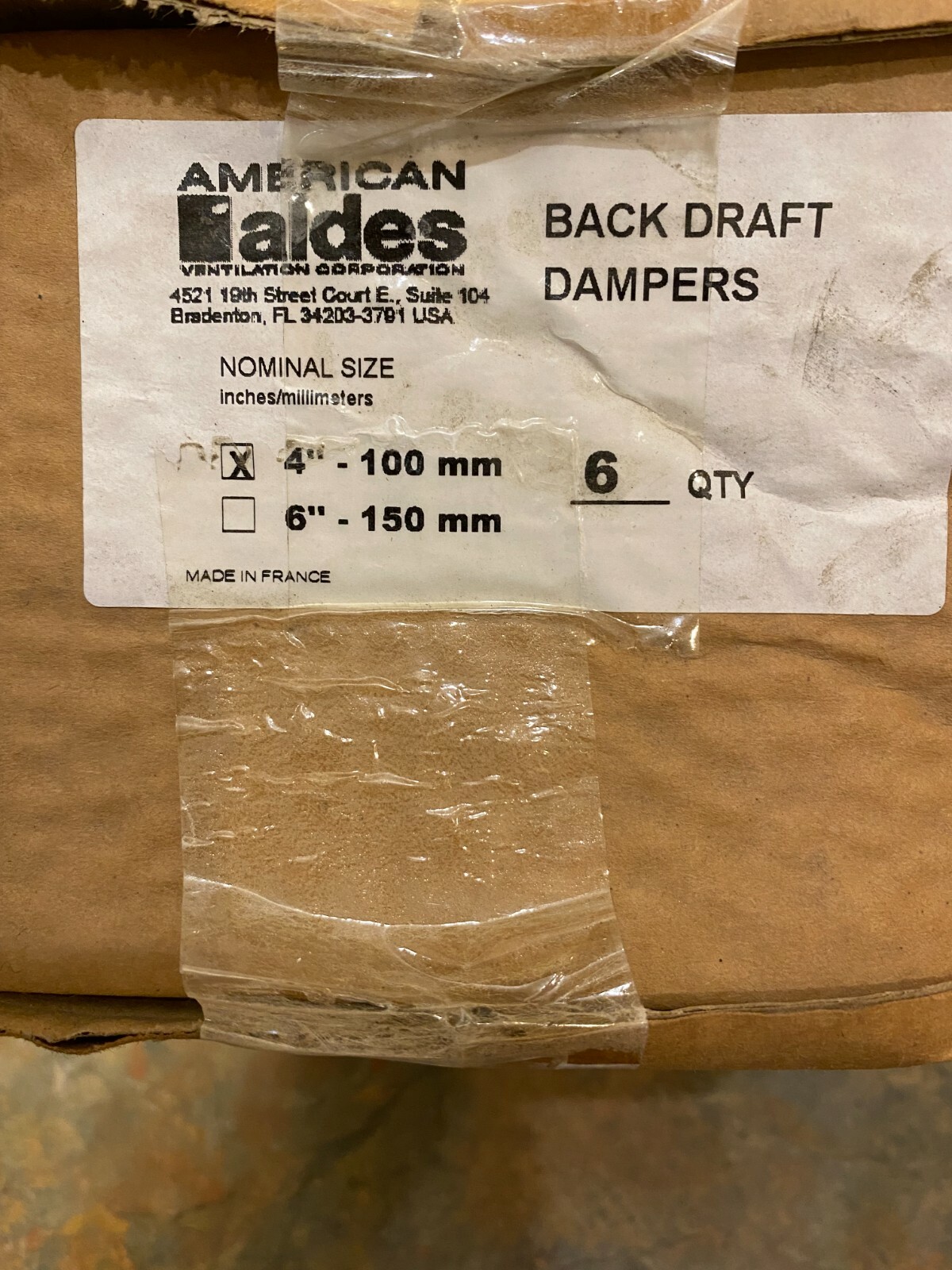 4″ BACK DRAFT DAMPER