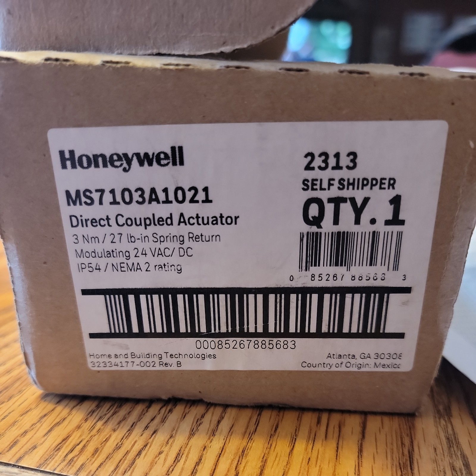 Honeywell MS7103A1021 Direct Coupled Actuator◇ 3 Nm/27 lb-in 24V