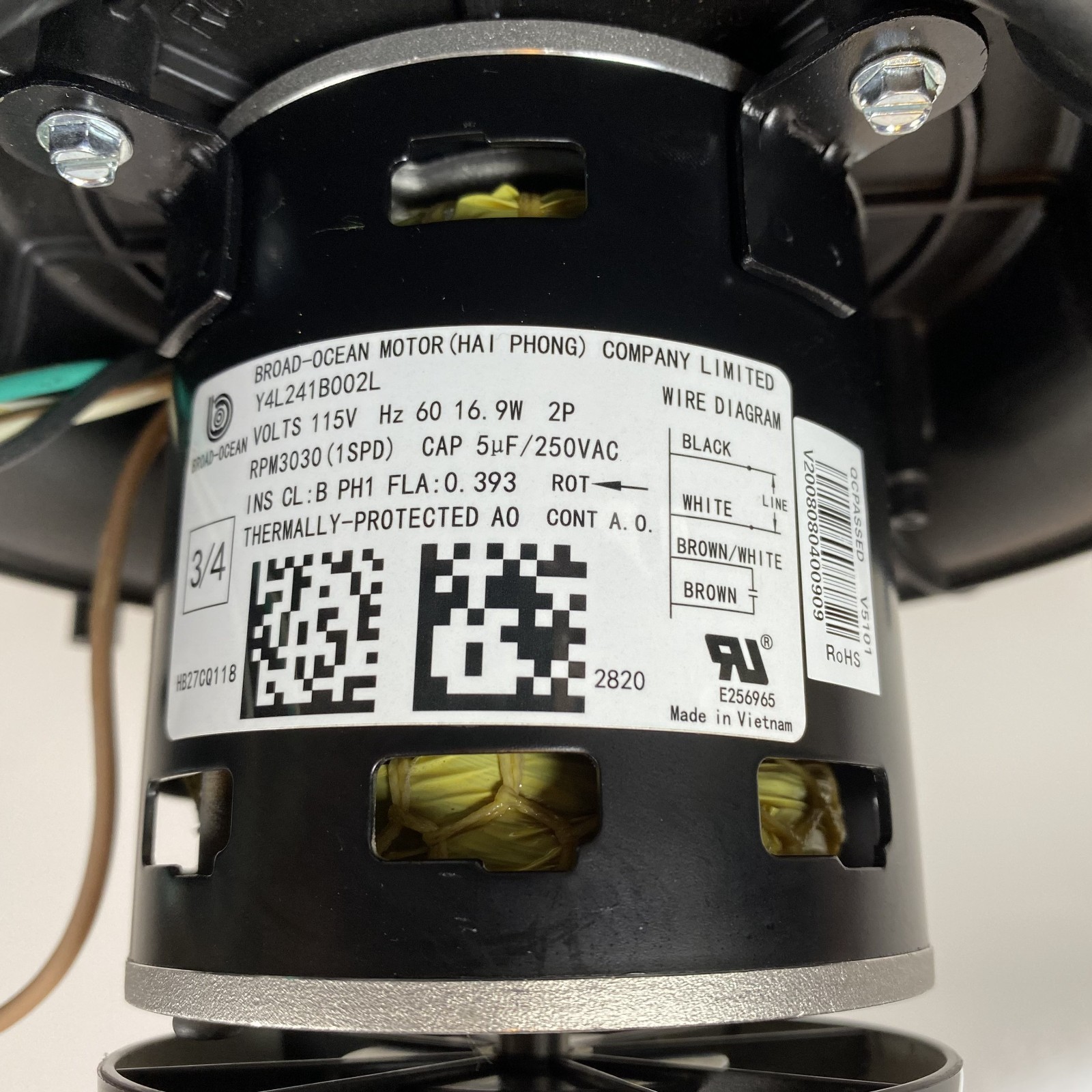 Zhongshan Broad-Ocean Y4L241B002L Draft Inducer Blower Motor HB27CQ118 – Used
