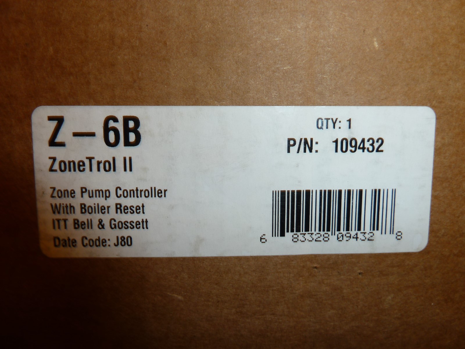 Bell Gossett 109432 Z-6B Zone Trol B&G Boiler Heat Circulator Pump Controller