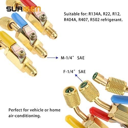 Air Conditioning Refrigerant Ball Valve 1/4’’ SAE, R410A R134A R12 R22 HVAC S…