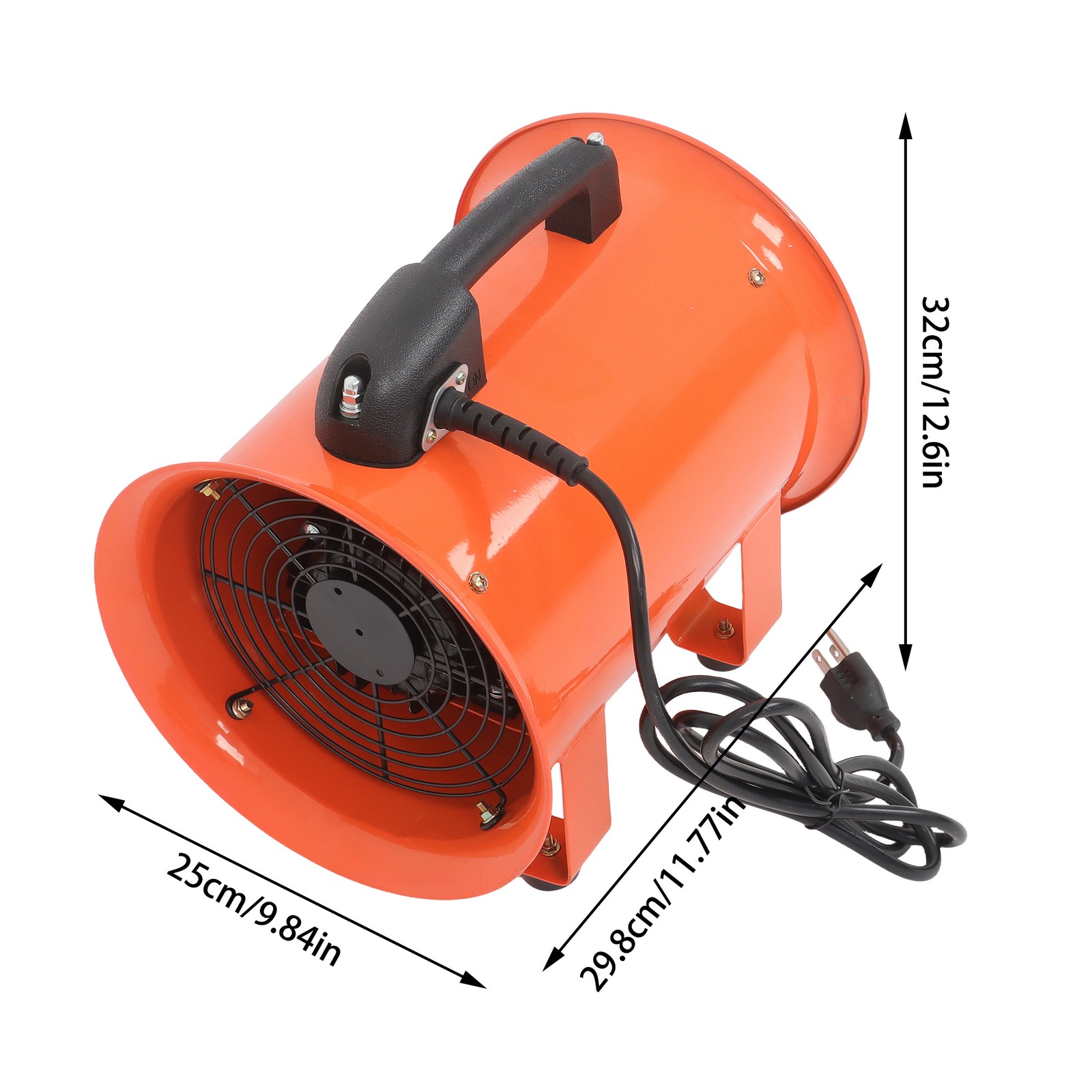8 Inch Industrial Portable Blower Fan 16.4ft Duct Hose 180W 900CFM 3450RPM
