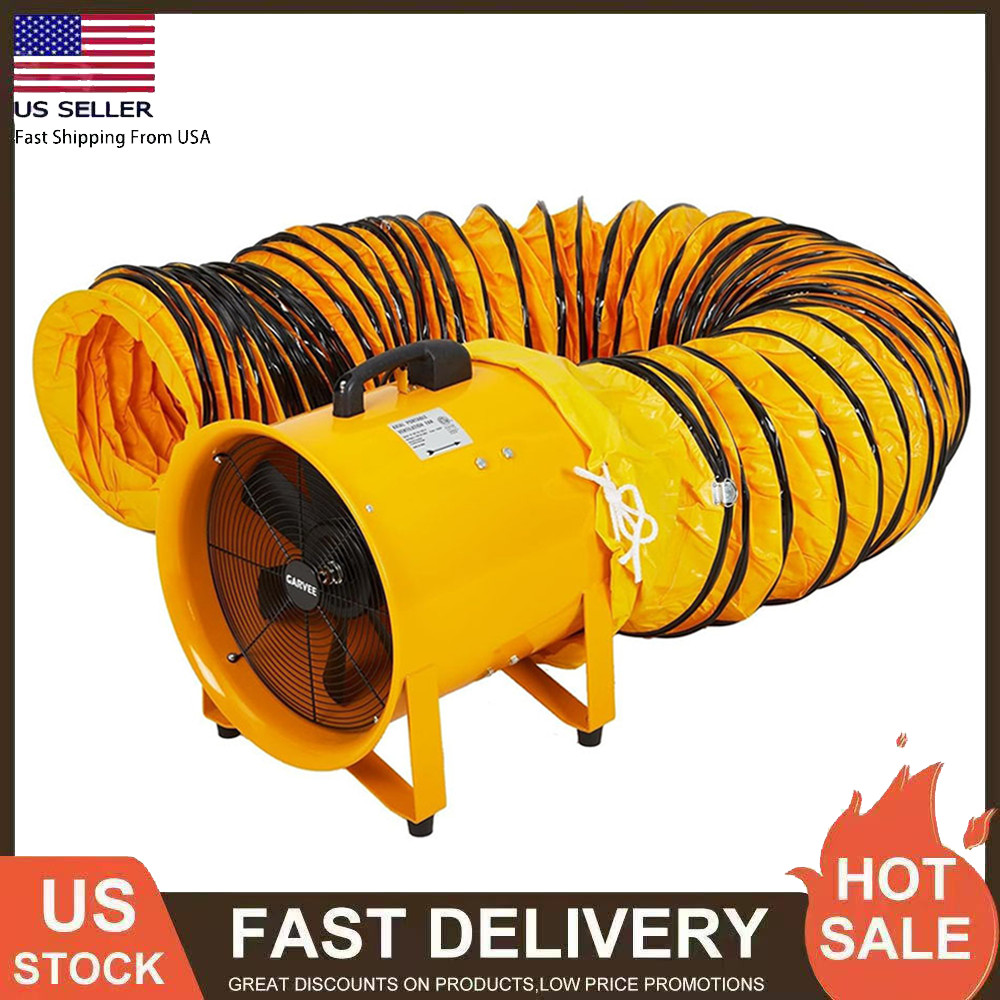 12″ Utility Blower Exhaust Fan Extraction & Ventilation Fan w/ 32.8 ft Duct Hose