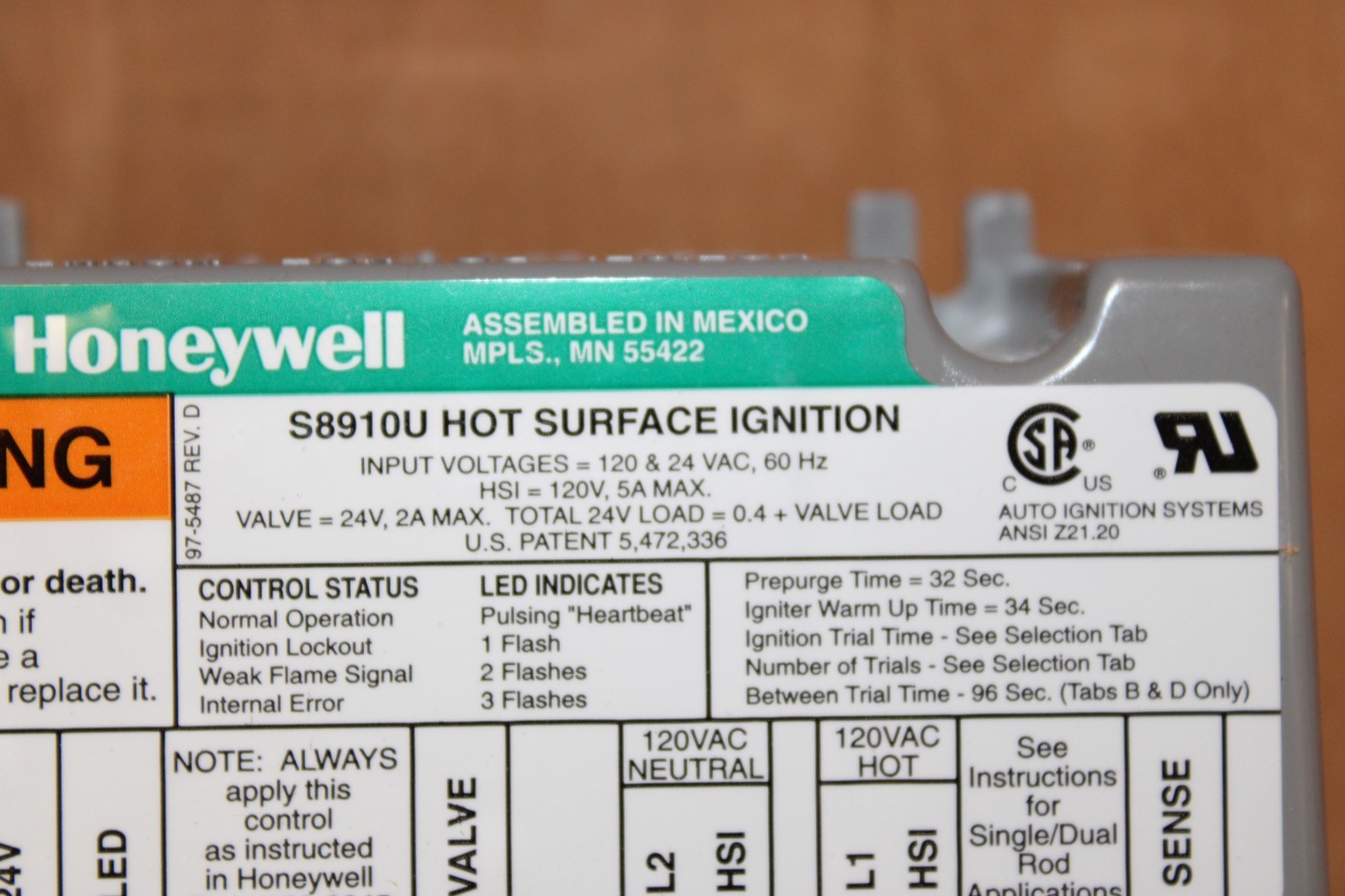 NOS Honeywell S8910U 1000 Universal Hot Surface Ignition Module S8910U1000