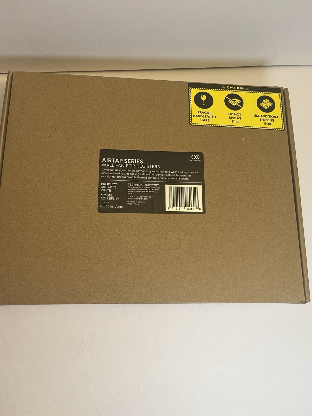 AC Infinity AIRTap T6 Wall Register Booster Fan 120 CFM 12V White 12×6. Tested.