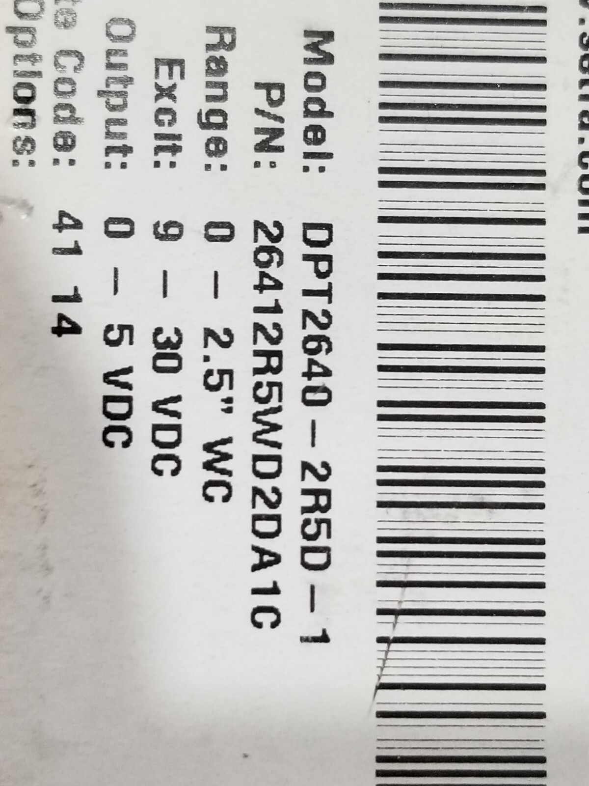 Setra 264 Series DPT2641-005D-1 Pressure Transducer P/N 26412R5WD2DA1C 0-2.5″ WC