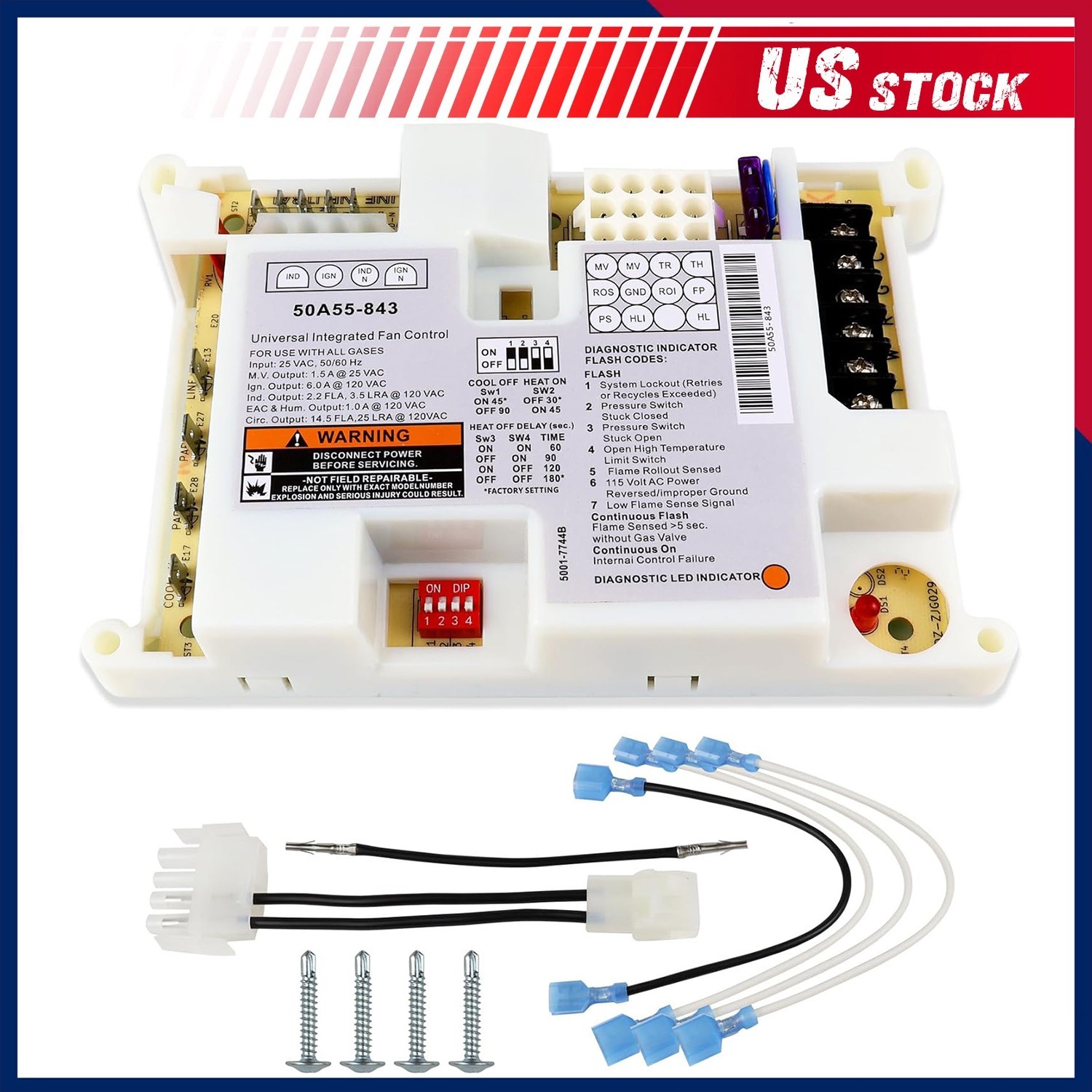 50A55-843 Furnace Control Board Replacement for White Rodgers Universal NEW