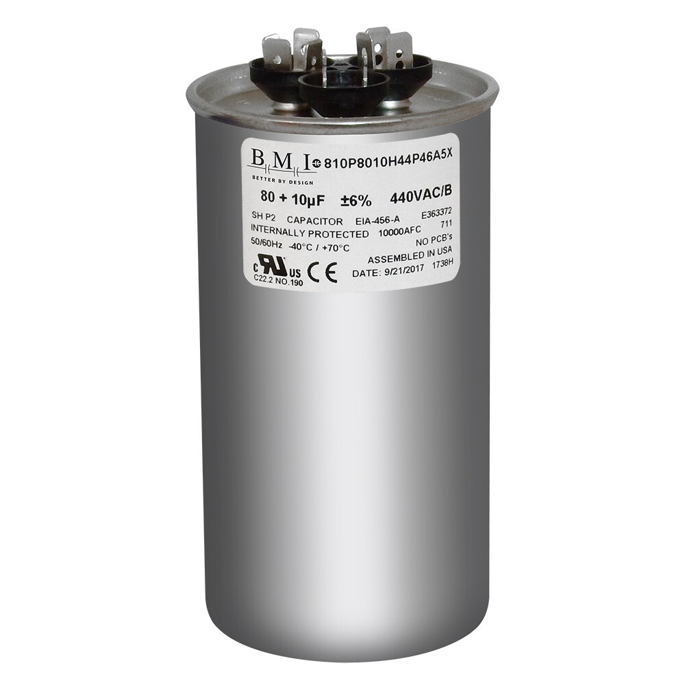 BMI 80+10 uF +/-6% 440-370 VAC/B Dual Capacitor 50/60Hz Replaces Raypak H000080
