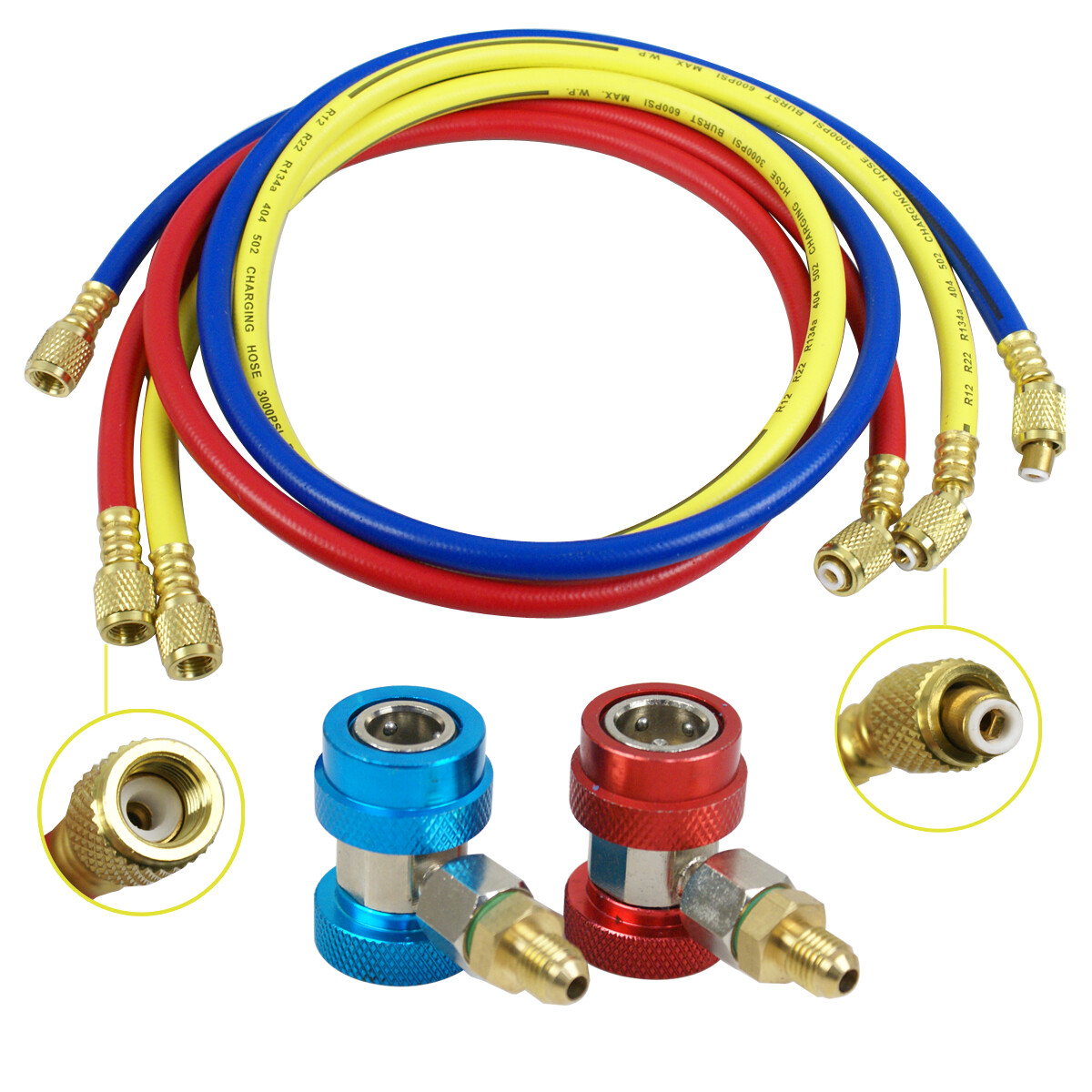 Professional Air Conditioner R134a A/C Manifold Gauge Set 5FT Colored Hose