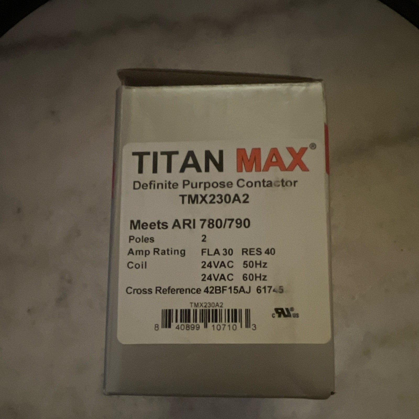 Titan Max Definite Purpose Contactor 2 Pole 24V Coil TMX230A2