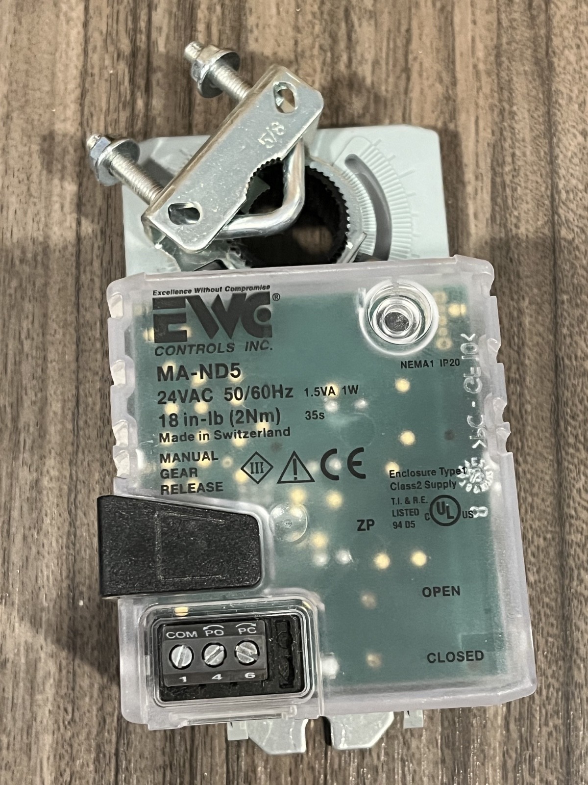 EWC Controls MA-ND5 24 VAC Damper Actuator – 18 in-lb, 2 Nm, 50/60 Hz