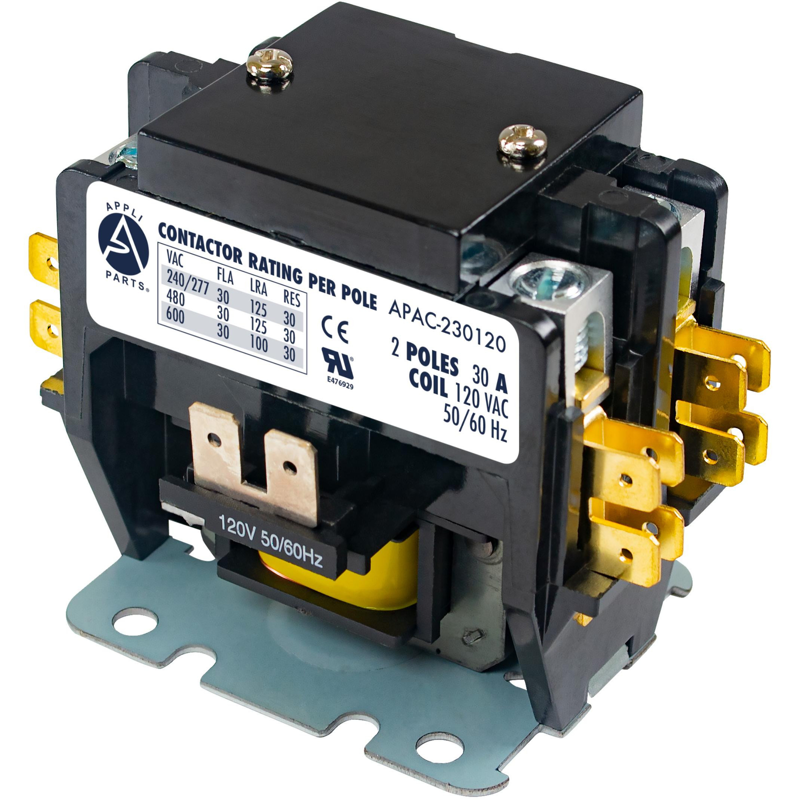 Appli Parts APAC-230120 Heavy Duty 2 Poles Contactor 30 Amp 120 Volts Coil Repla