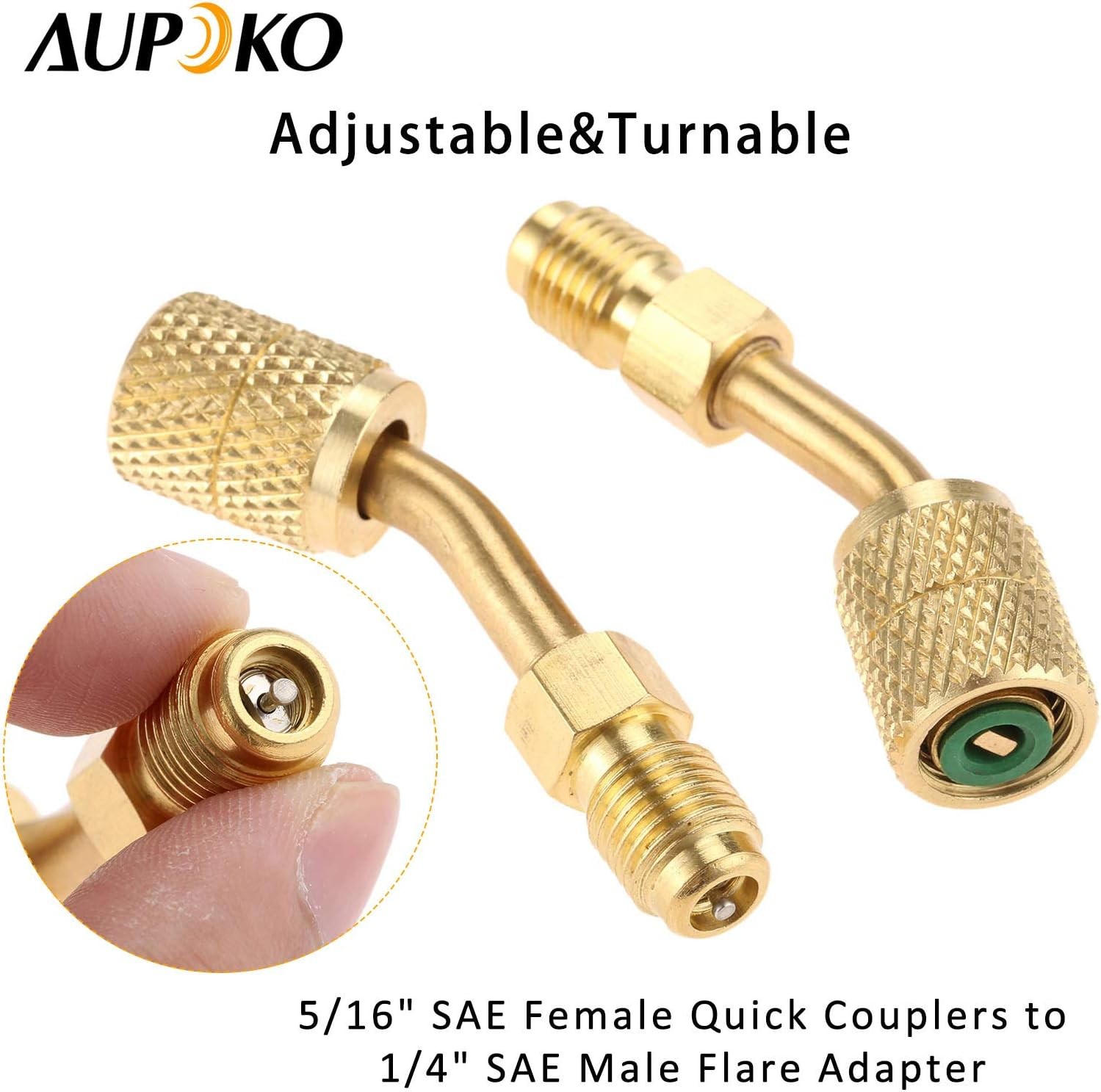 R410A Adapter 5/16″ SAE Female Quick Couplers to 1/4″ Male Flare, 2 PC…