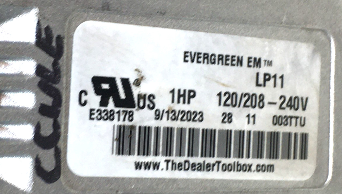 Genteq Evergreen EM LP11 Module Only 120/208-240V 1HP CCW Lead End used #W500