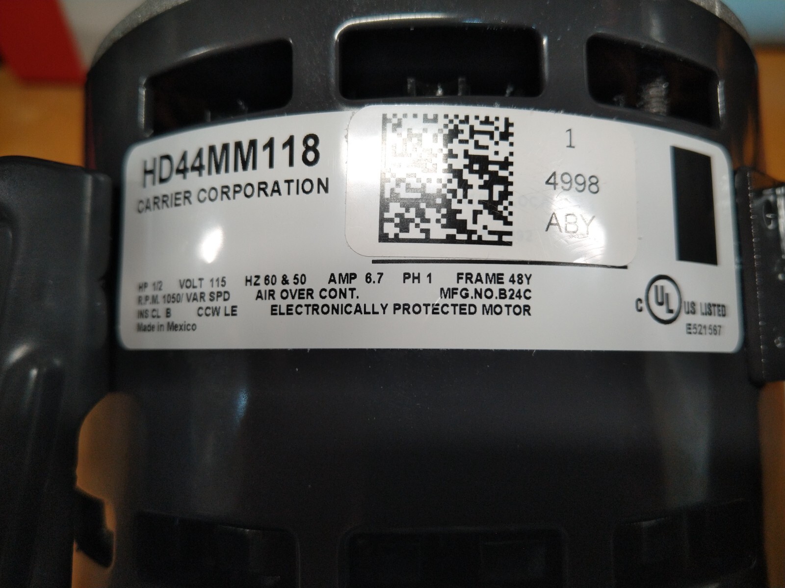 Carrier HD44MM118 HD44MM121 X-13 X13 1/2 HP CCWLE Blower Motor *FREE SHIPPING*