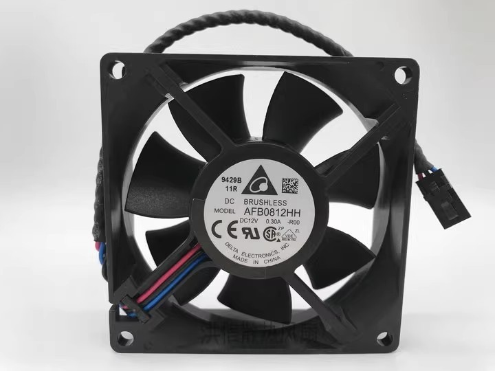 Delta AFB0812HH 8025 DC12V 0.30A 8CM 3-Wire Dual Ball Alarm Cooling Fan