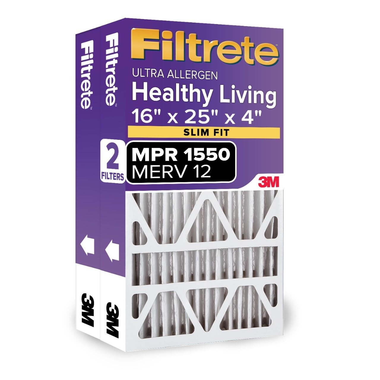 Filtrete 16x25x4(SlimFit), AC Furnace Air Filter, MPR White