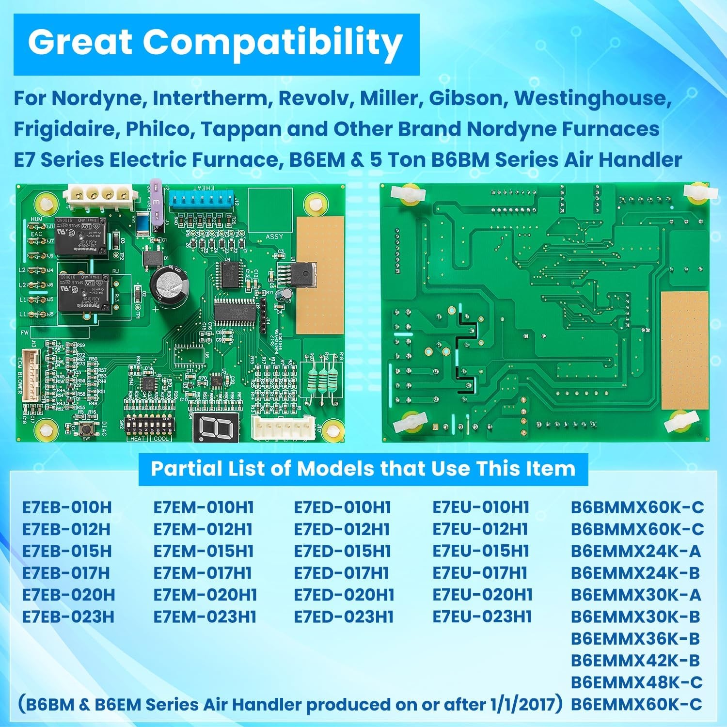 1006800/1 1006801R Control Board For Nordyne Intertherm Revolv Miller E7 & B6