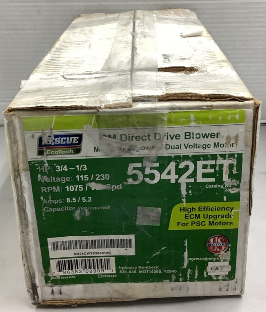 U.S. Motors 5542ET M055PWCWT-0366 Blower Motor 3/4HP 1075RPM (R108)
