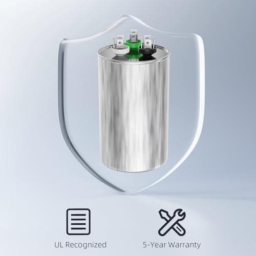 40+5 uF Dual Run Capacitor 370V/440V CBB65 Round HVAC AC Motor Start Replacement