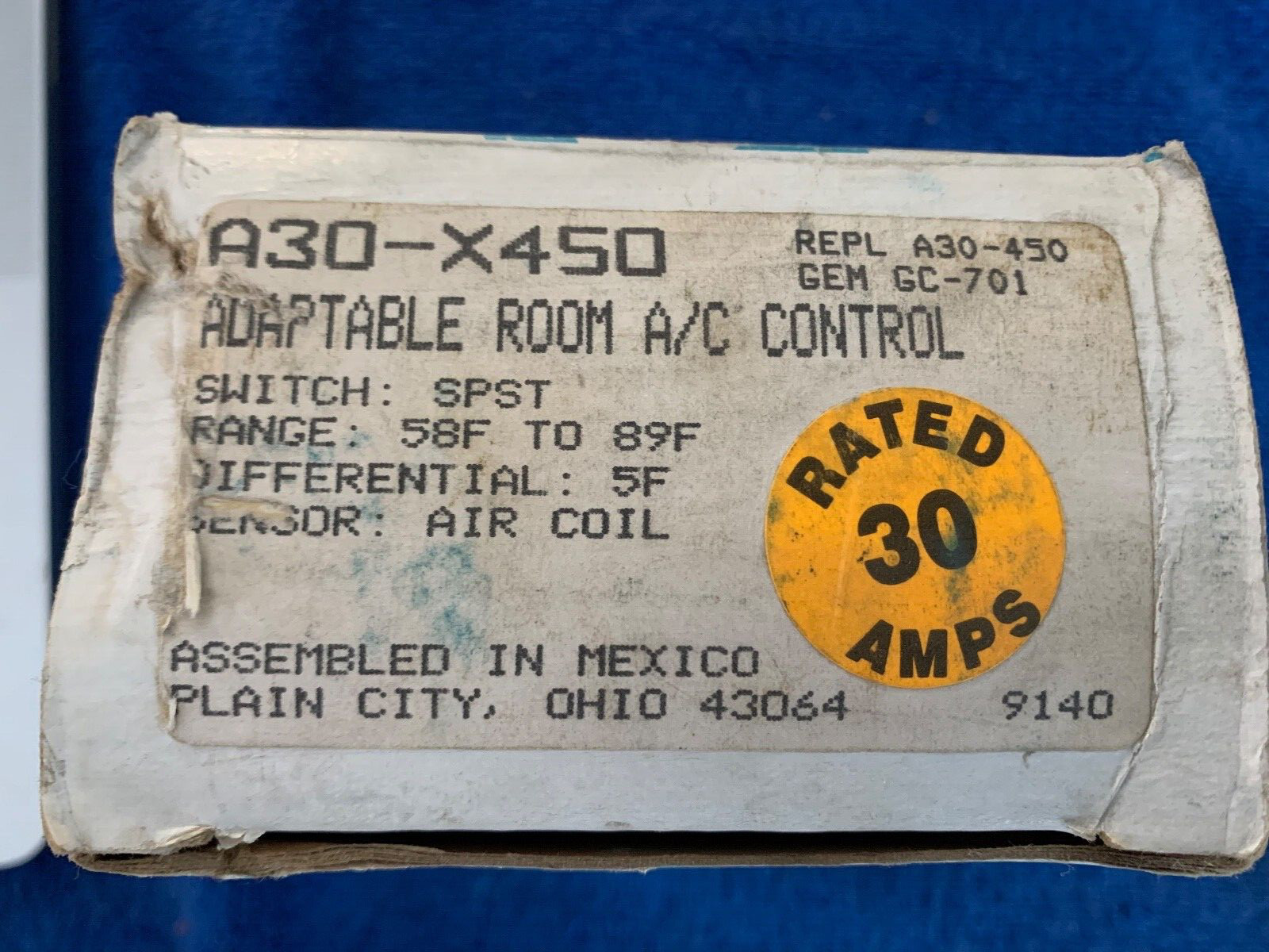 New Ranco A30-X450 Adaptable Room A/C Control SPST 58F-89F
