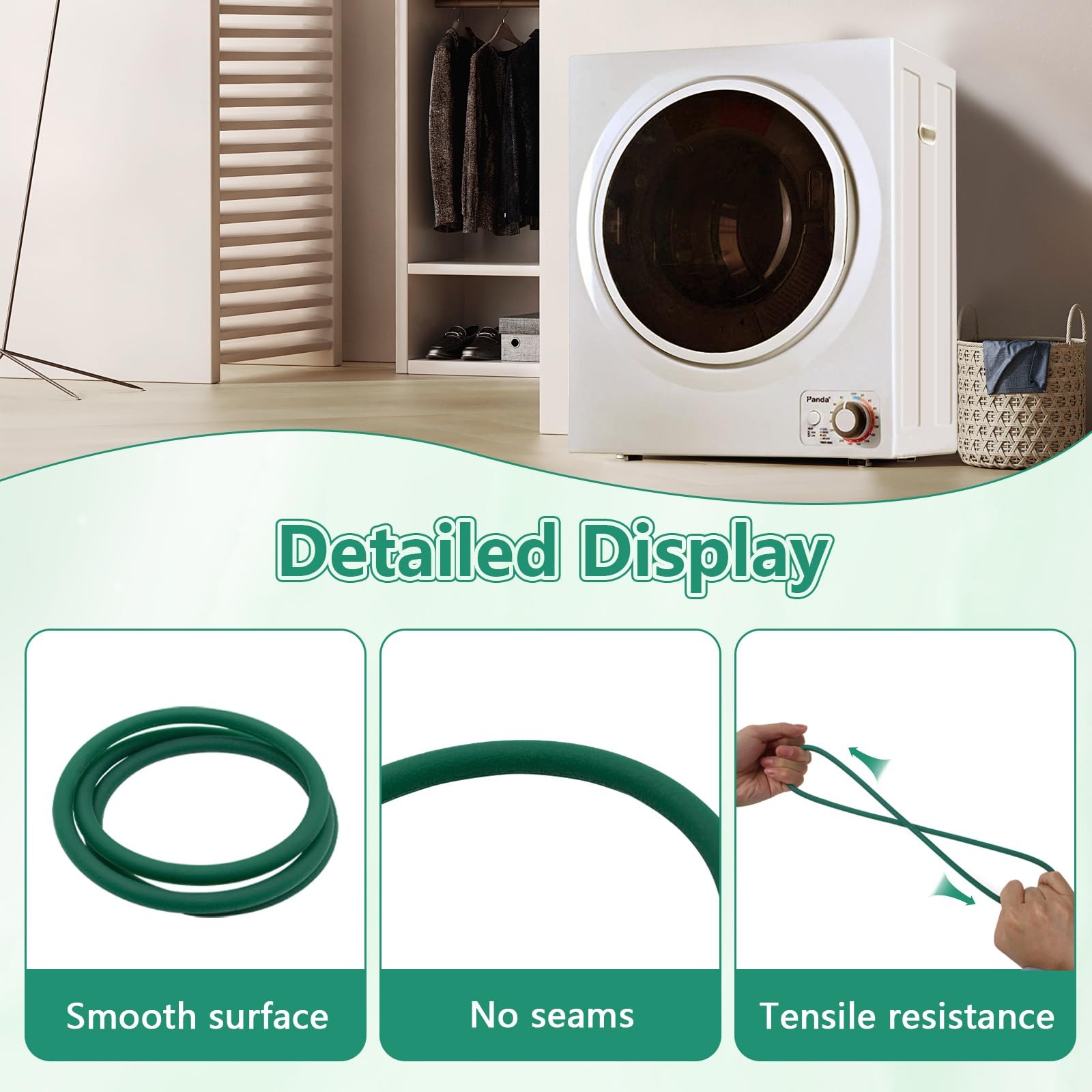 Dryer Blower Fan Belt Mini Compact Dryer(1.50 Cu.ft)- Replacement for Green