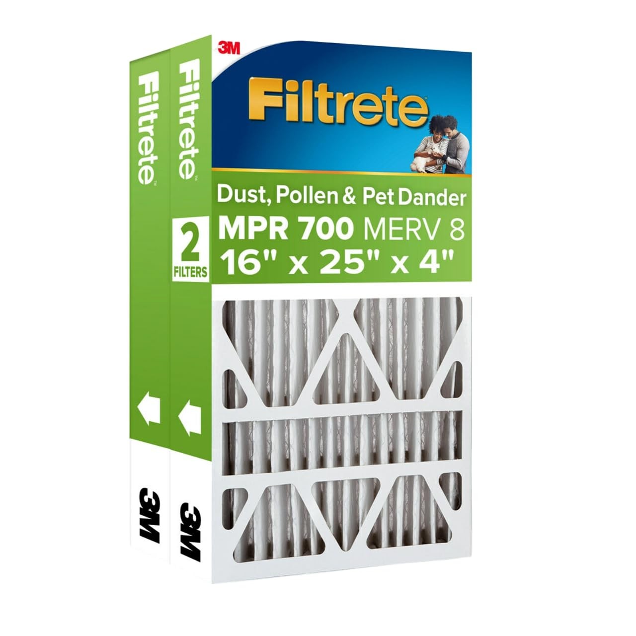 Filtrete 16x25x4 AC Furnace Air Filter, MPR 700, MERV 8, Fits 16x25x4, White