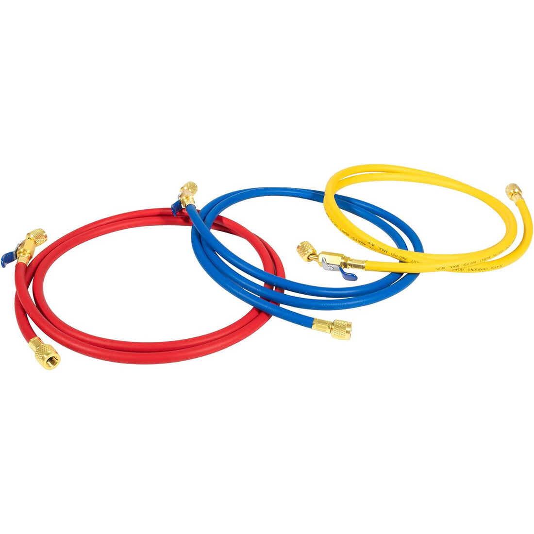 Red Blue Yellow 29986 Plus II 1/4″ Hose w/ FlexFlow Valve 72″ 3 Pack for R-410A
