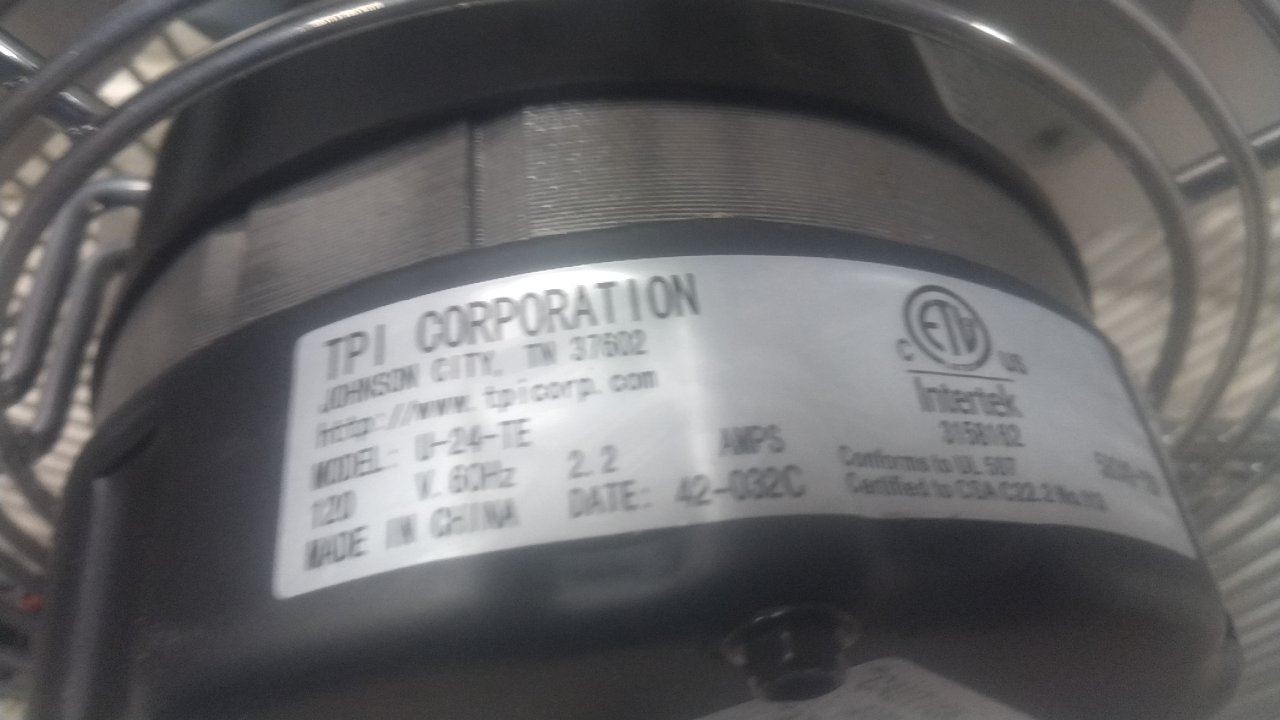 TPI Industrial U24-TE 24 In Blade Dia 120V Yoke Mounted Workstation Fan