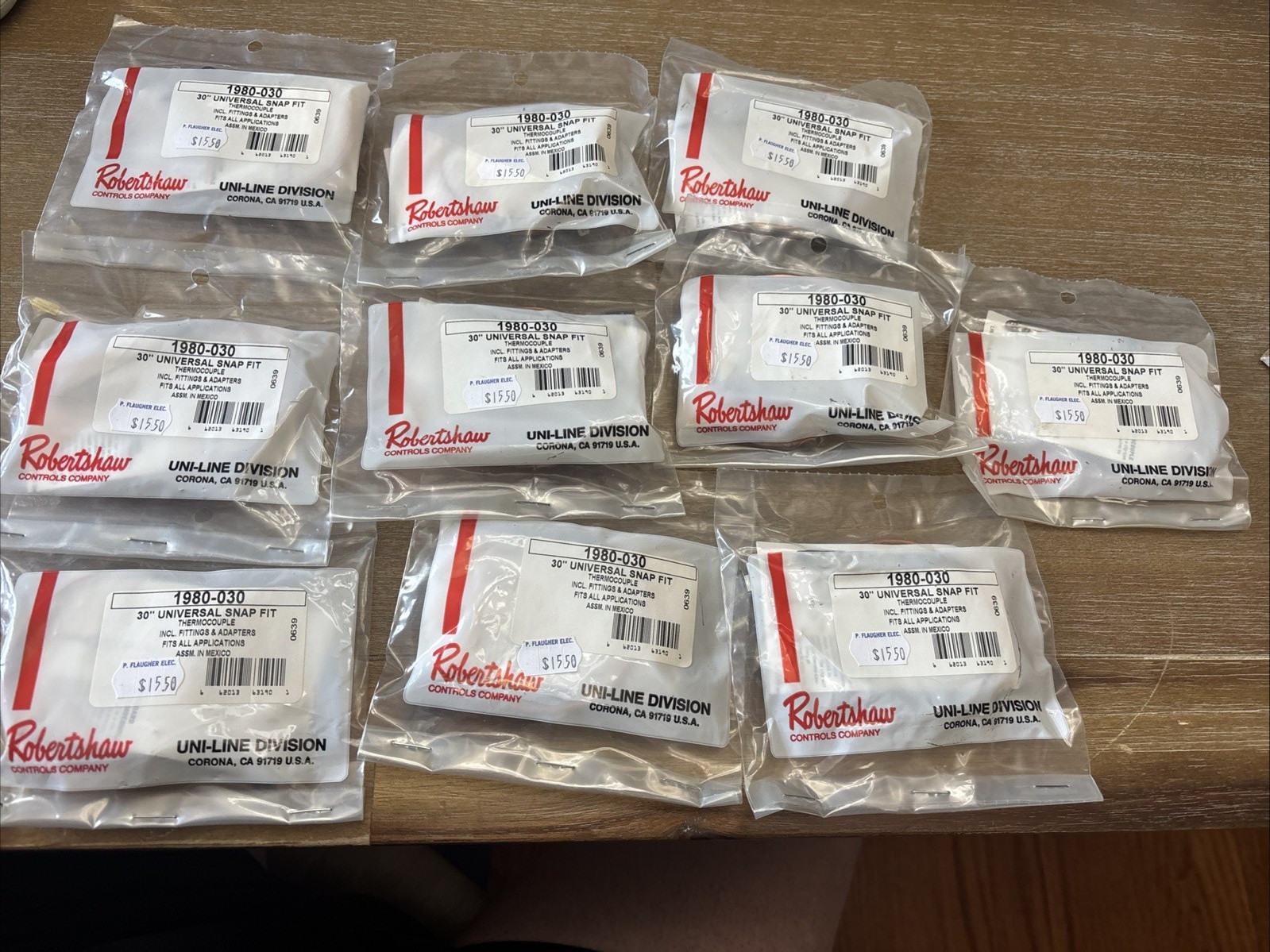 ROBERTSHAW 1980-030 Repl Thermocouple, Snap Fit, 30″ BOX OF 10