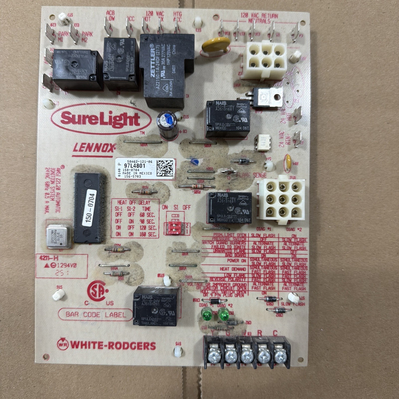 Lennox SureLight Control Board 97L4801 White Rodgers 50A62-121-06