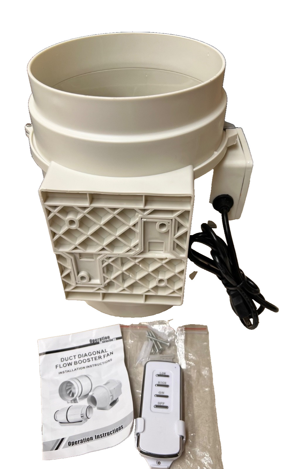 Extractor Fan AC 110V 130W with Remote Duct Diagonal Flow Booster Fan