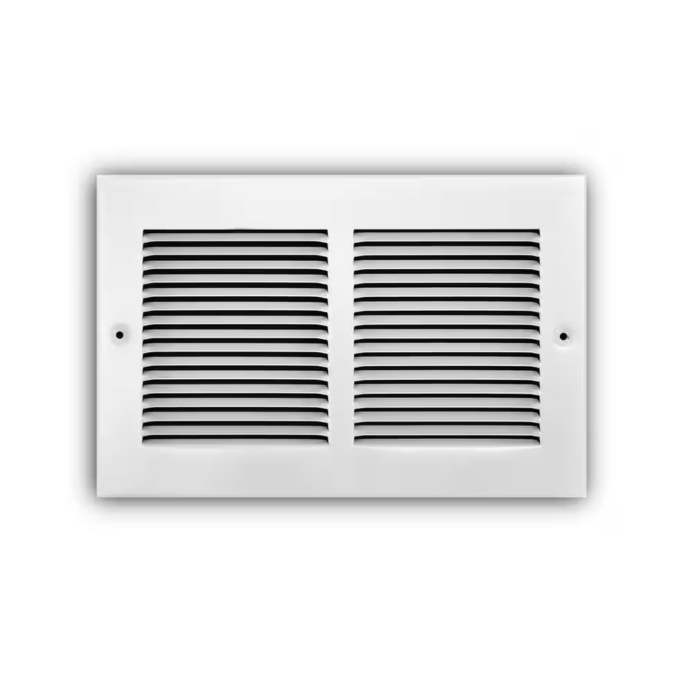 10 In. X 6 In. 1-Way Steel Baseboard Return Air Grille in White