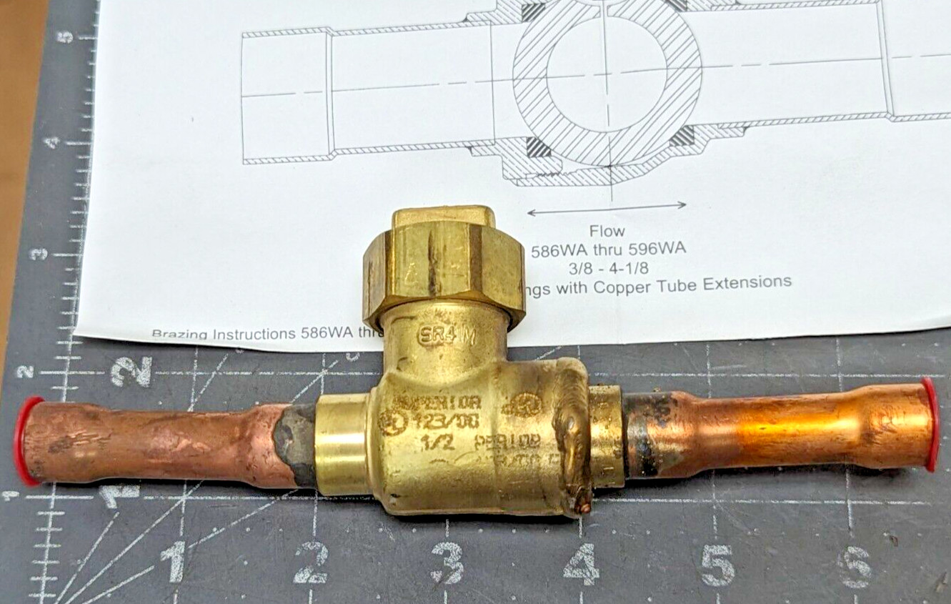 586WA-8ST (12BV) – Superior 1/2″ ODS Refrigeration Ball Valve 700 PSIG [A10]
