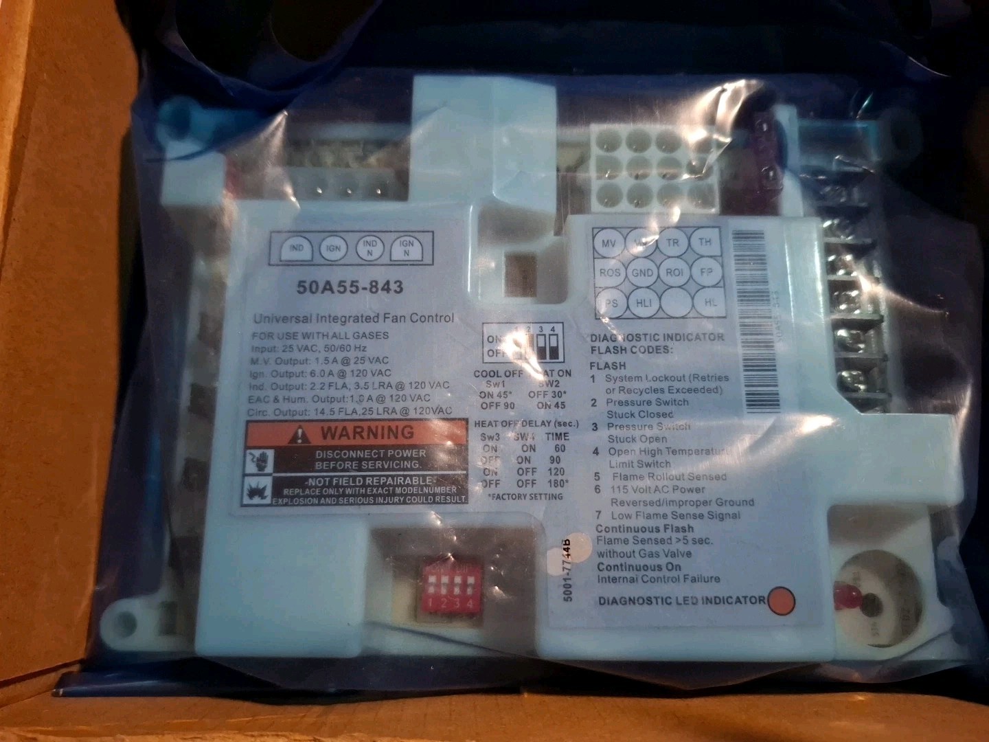 Universal Integrated Furnace Fan Control Board for White-Rodgers 50A55-843