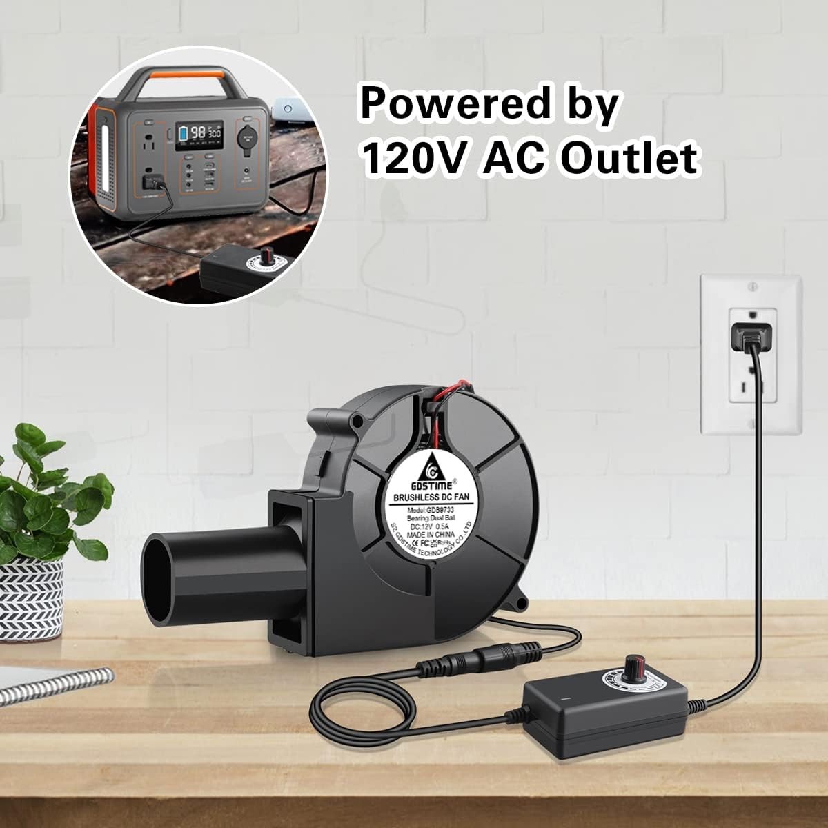 BBQ Fan Air Blower 97mm, Variable Speed Centrifugal Fans with 110V/120V AC Plug,