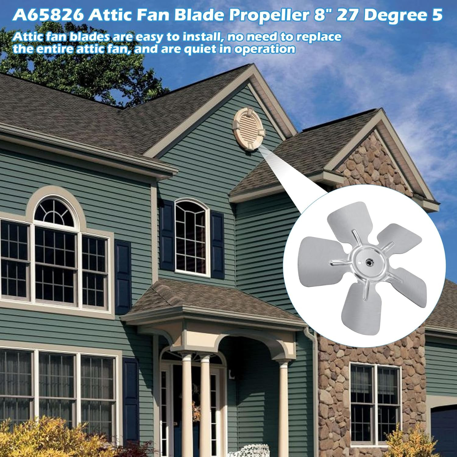 A65826 Metal Fan Blade 8″ Diameter 5 Blades 1/4″ Bore Hub CCW 27 Degree Prop