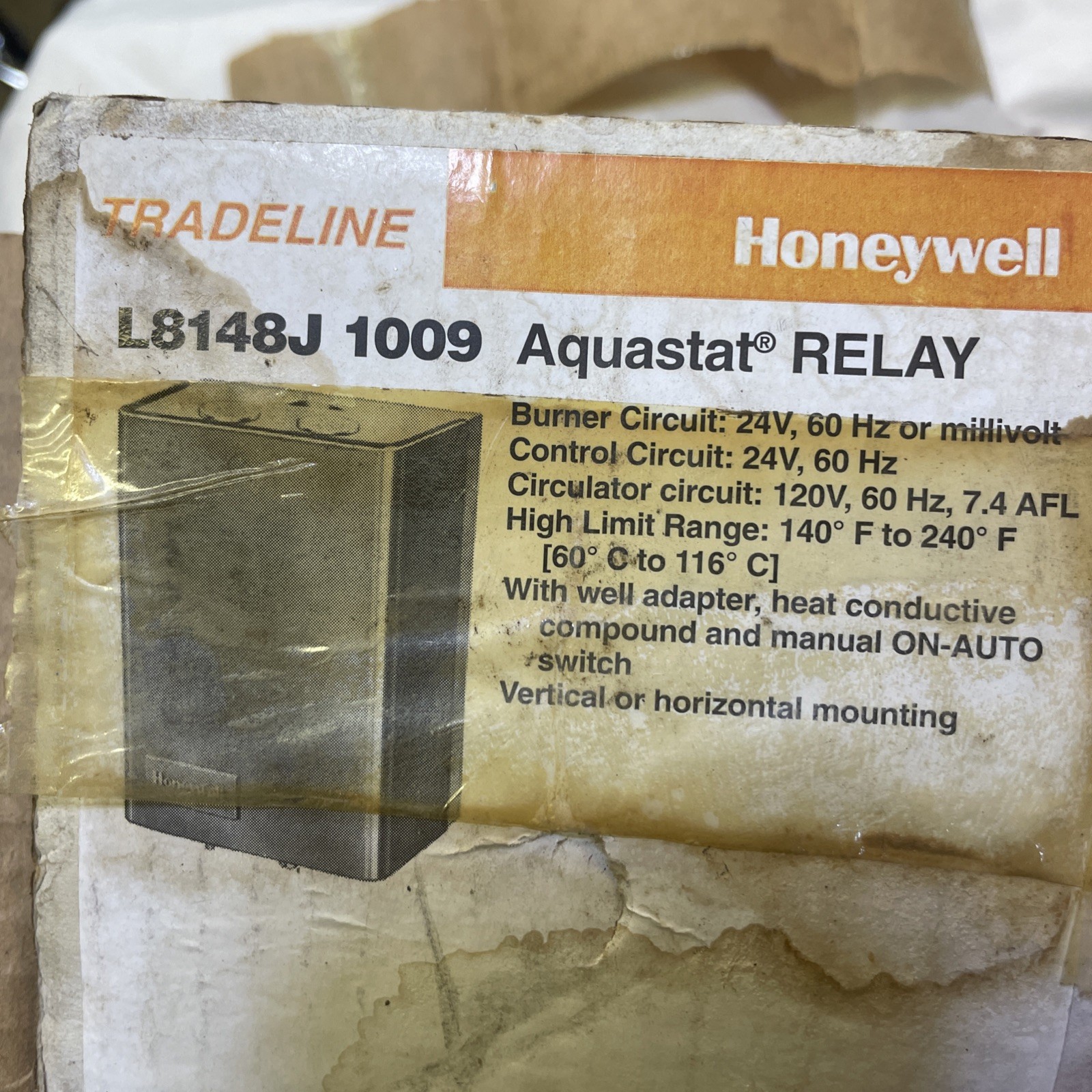 NIOB Honeywell / Resideo L8148J1009 Aquastat Relay New open box