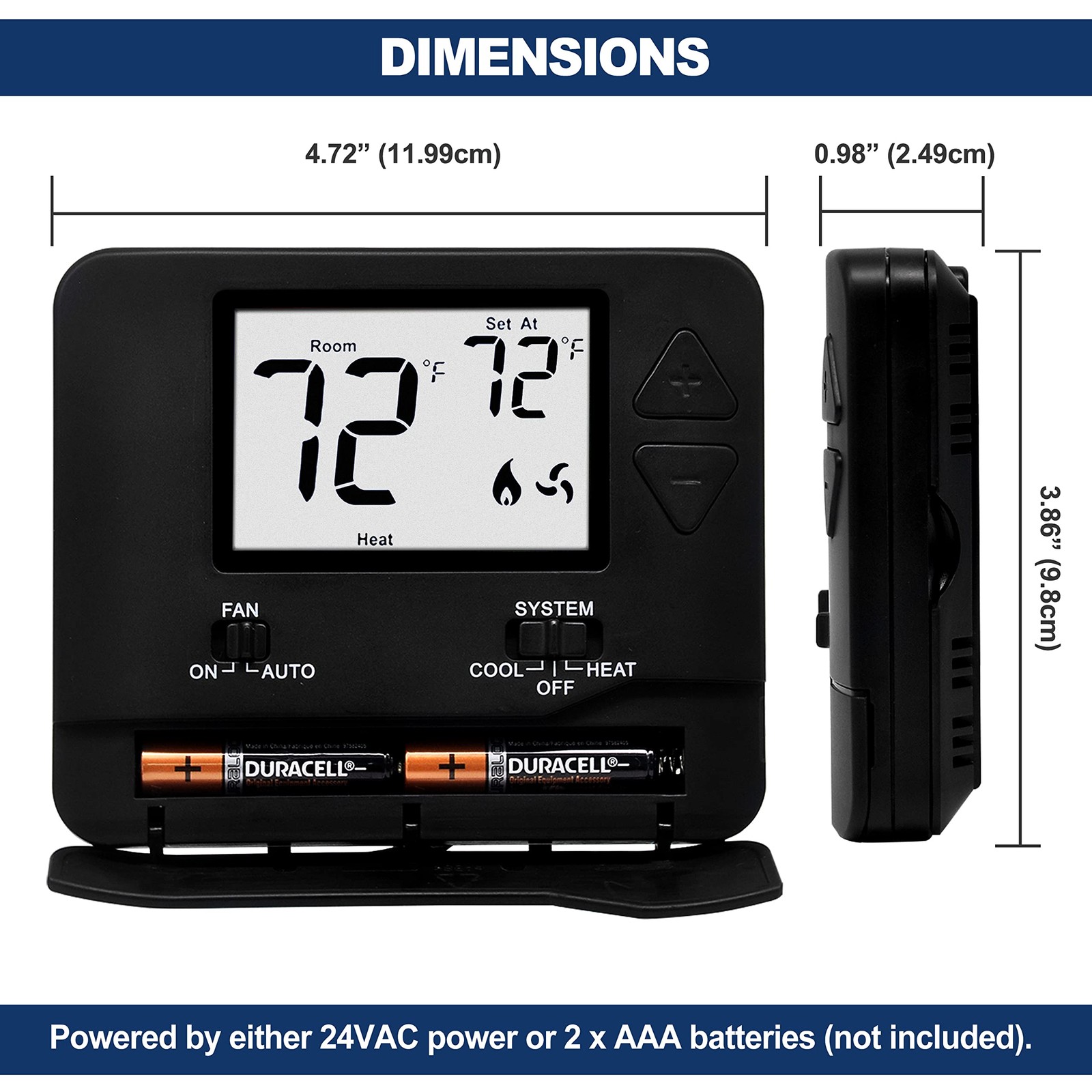 ELECTECK Non-Programmable Digital Thermostat for Home, up to 1 Heat/1 Black