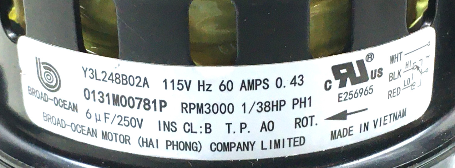 Goodman 0131M00781P Amana Y3L248B02A Two-Stage Draft Inducer Motor used #MG914