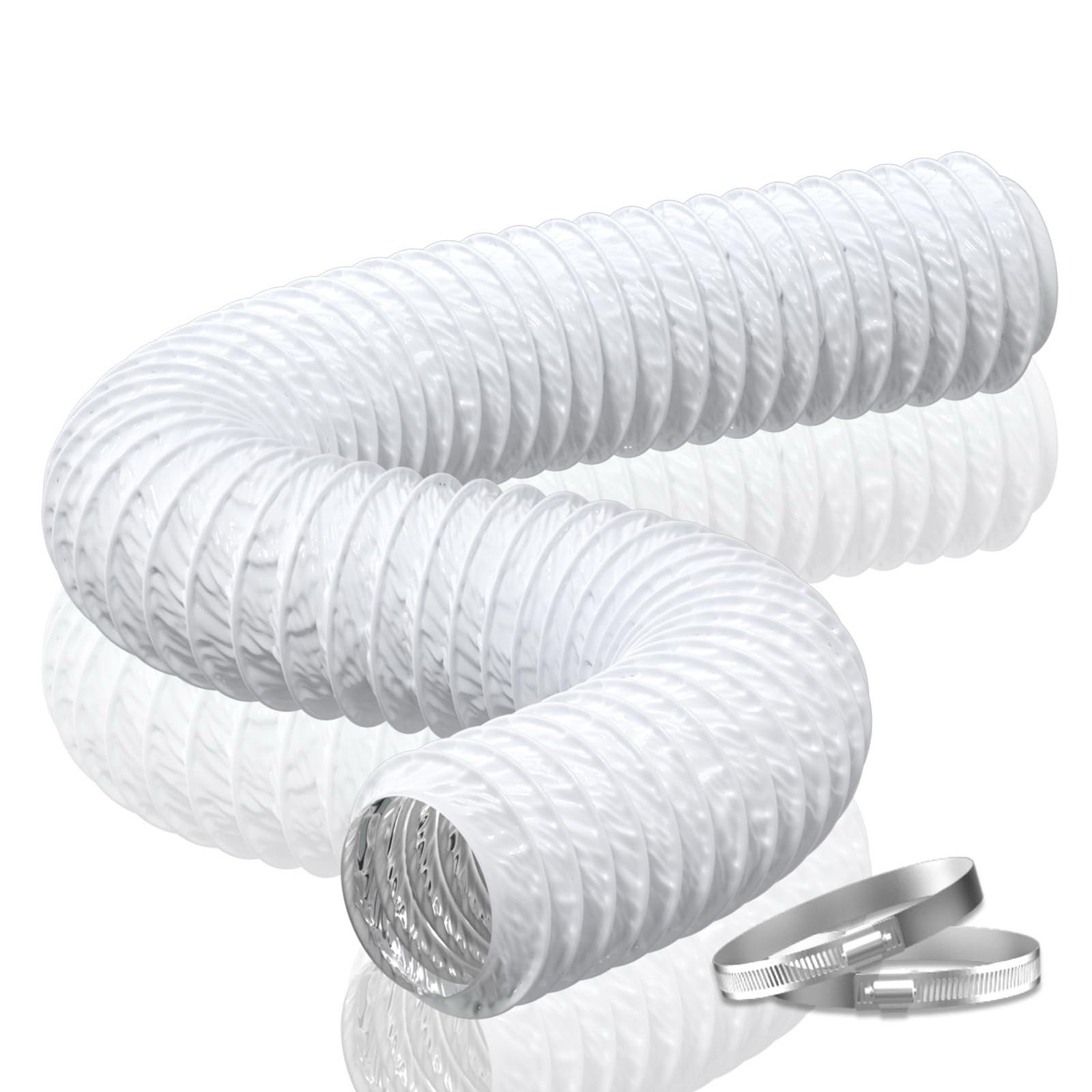 Hon&Guan 5 Inch Duct – 16 FT White PVC And Aluminum Flexible
