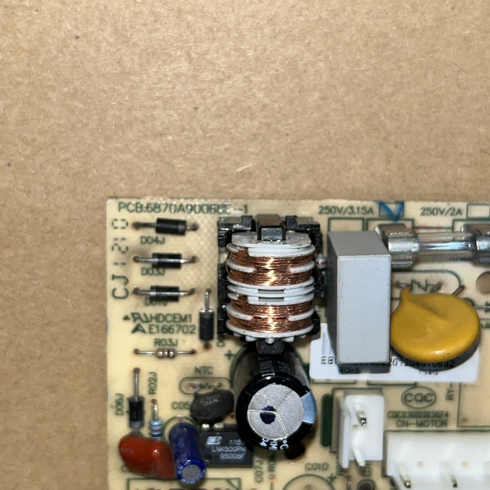 LG 6870A90068E-1 Heater Control Board EBR39283901 UWC151PDMK3 0IMCRTO023M