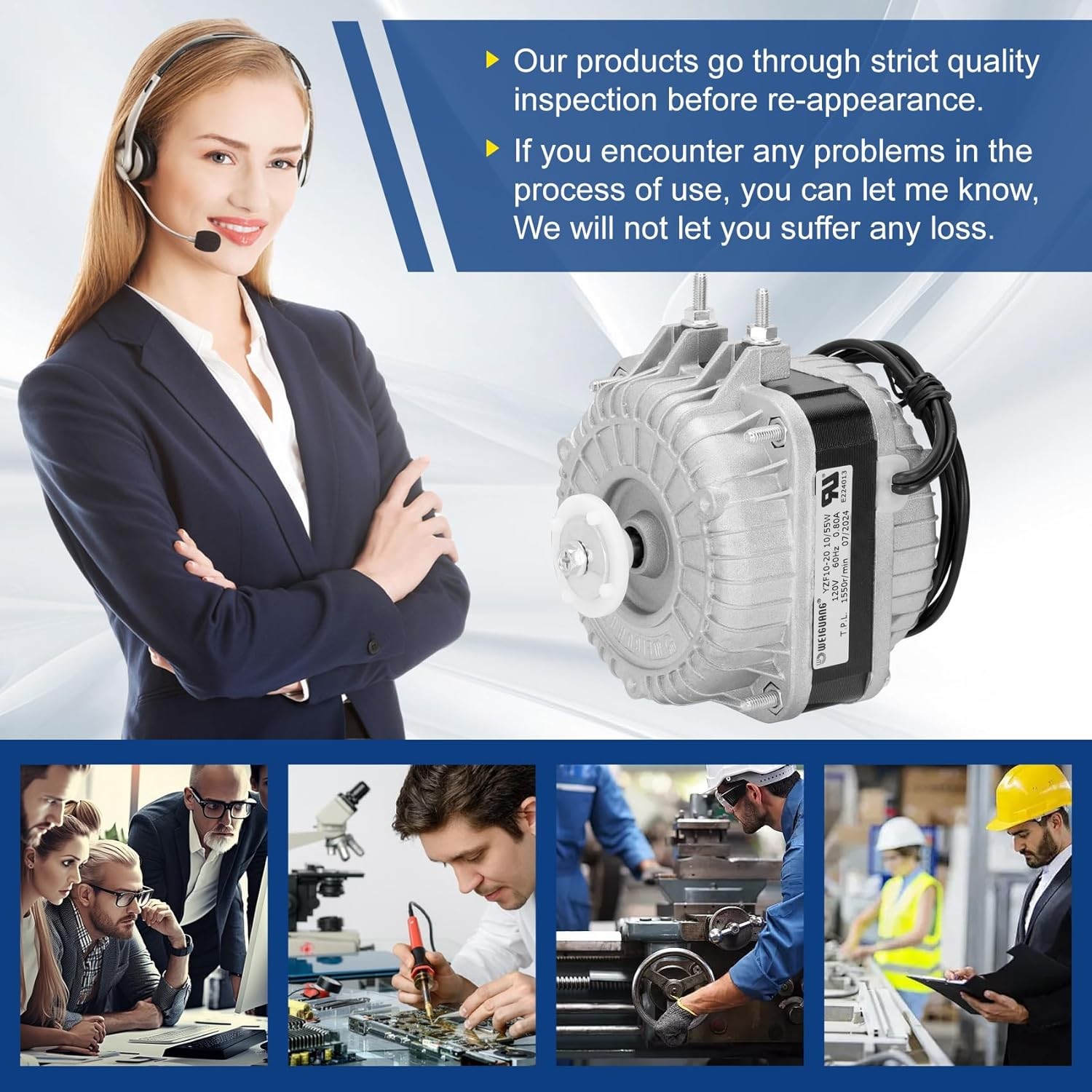 2024 New YZF10-20 Fan Motor AC 120V 10/55W 0.8A 60Hz 1550rpm Shaded Pole…