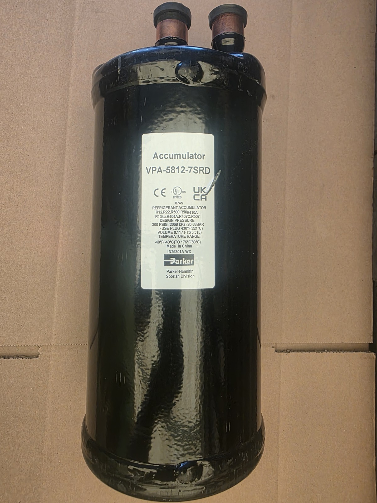PARKER VPA5812-7SRD Suction Line Accumulator, 5 in, Steel 1ZRL6