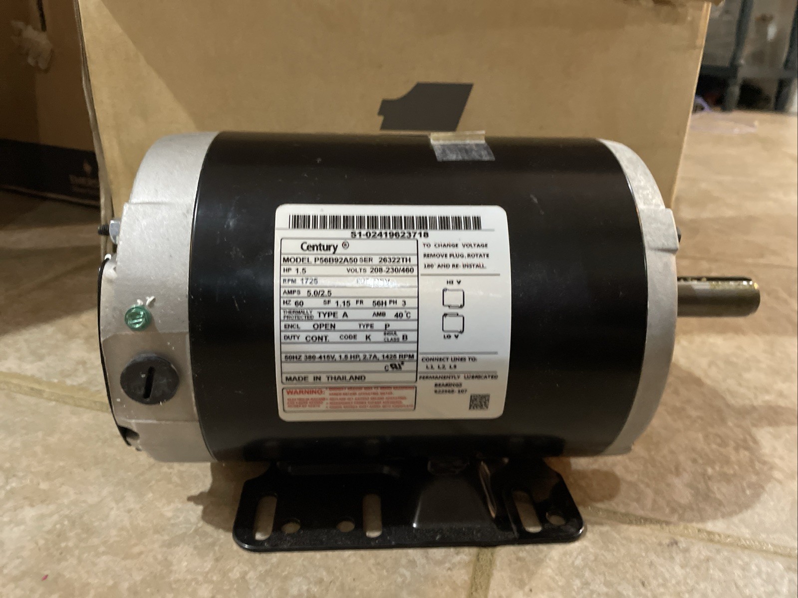 1.5 HP BLOWER MOTOR S1-02419623718 1725RPM 208-230V/460V 3-phase