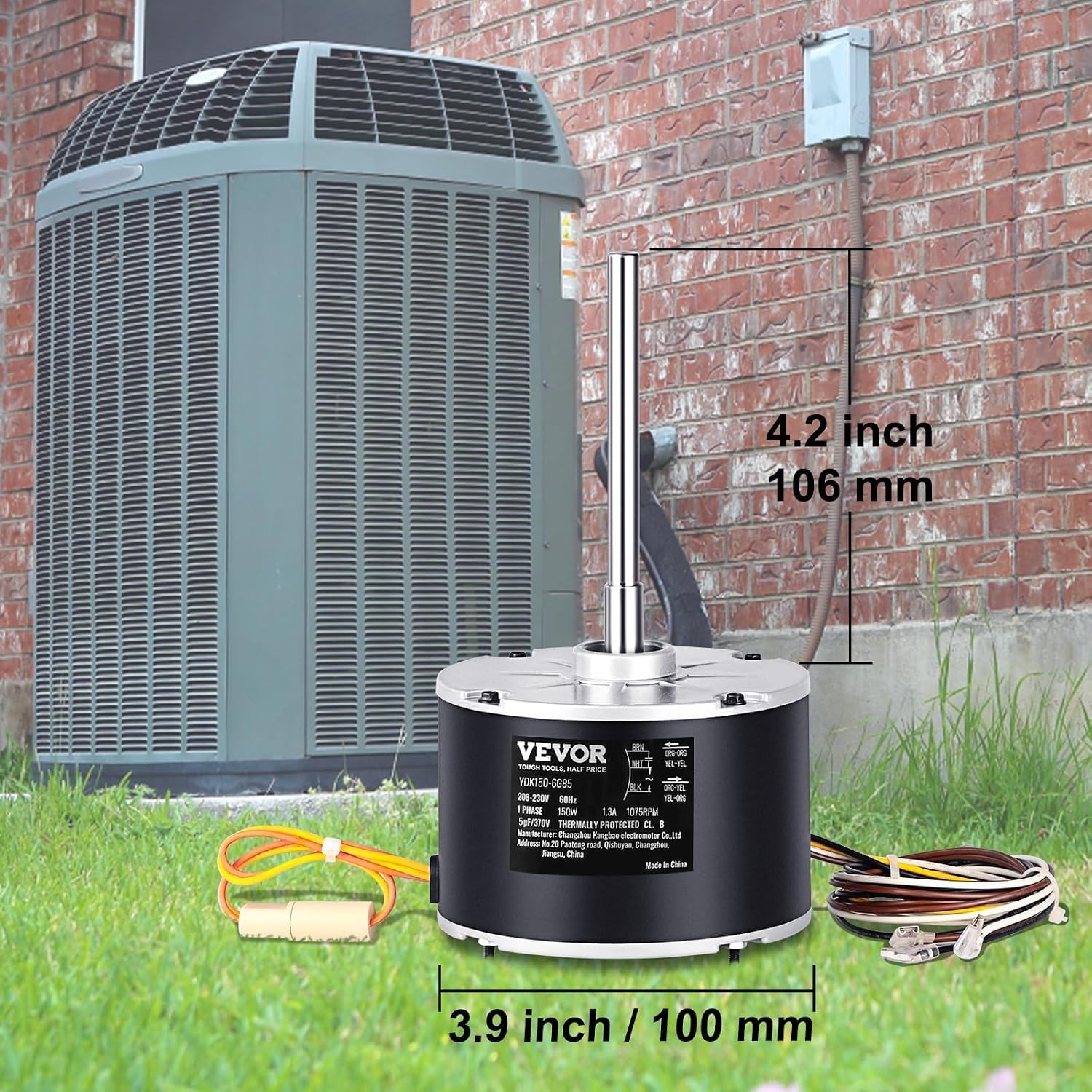 OEM Upgraded Condenser Fan Motor, 1/5HP, 1075RPM, Replacement for ac GE Gente…