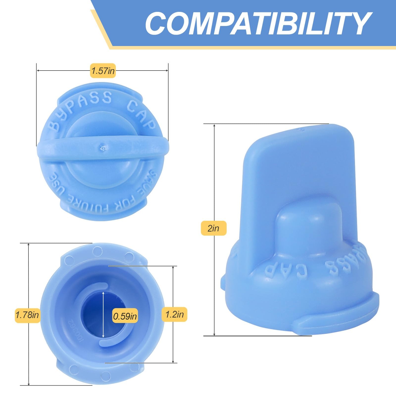 WP12664501 W11395888 12664501SP For Whirlpool Filter Bypass Cap plugs Blue