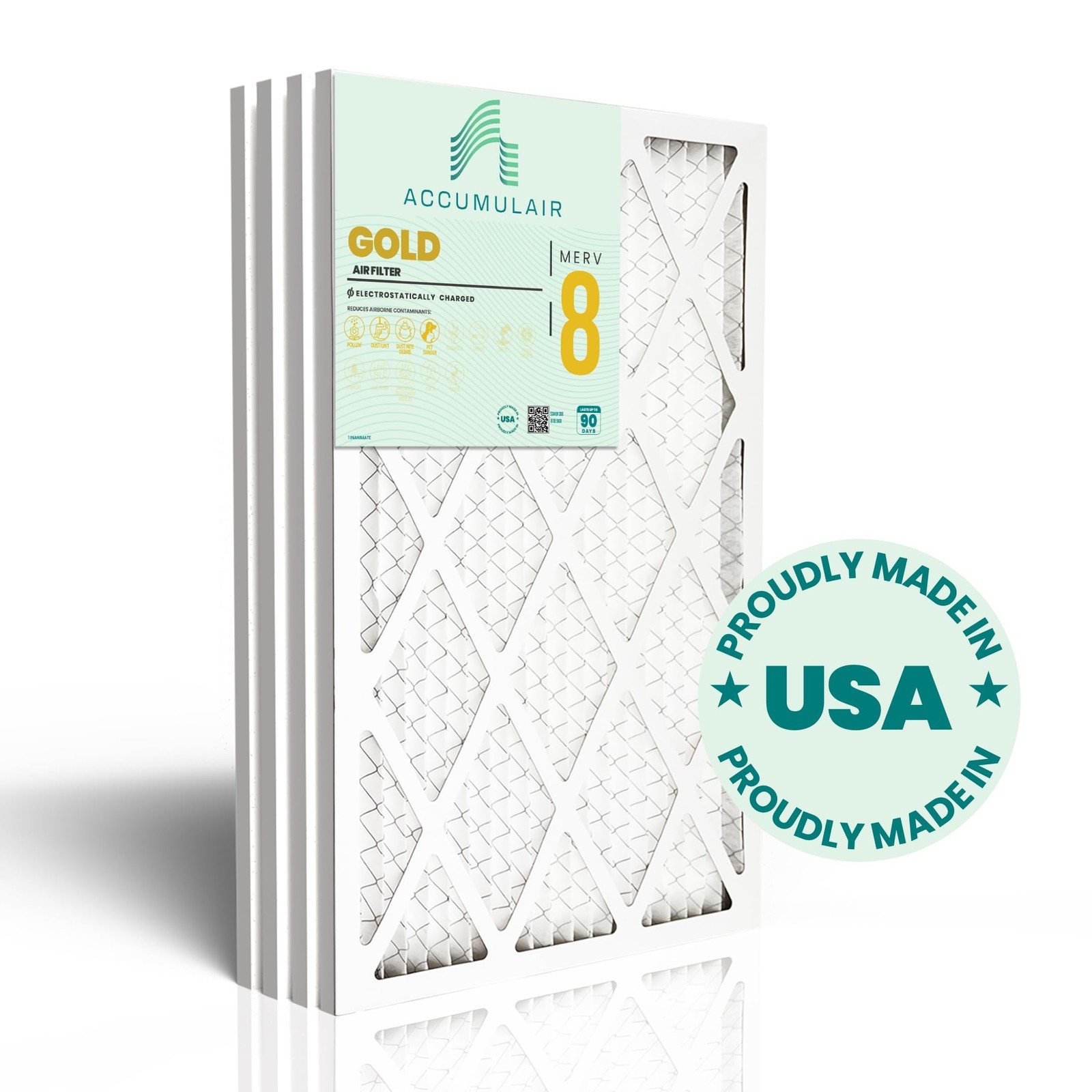 Accumulair Gold 12x30x1 MERV 8 HVAC Air Filter (4-Pack), White