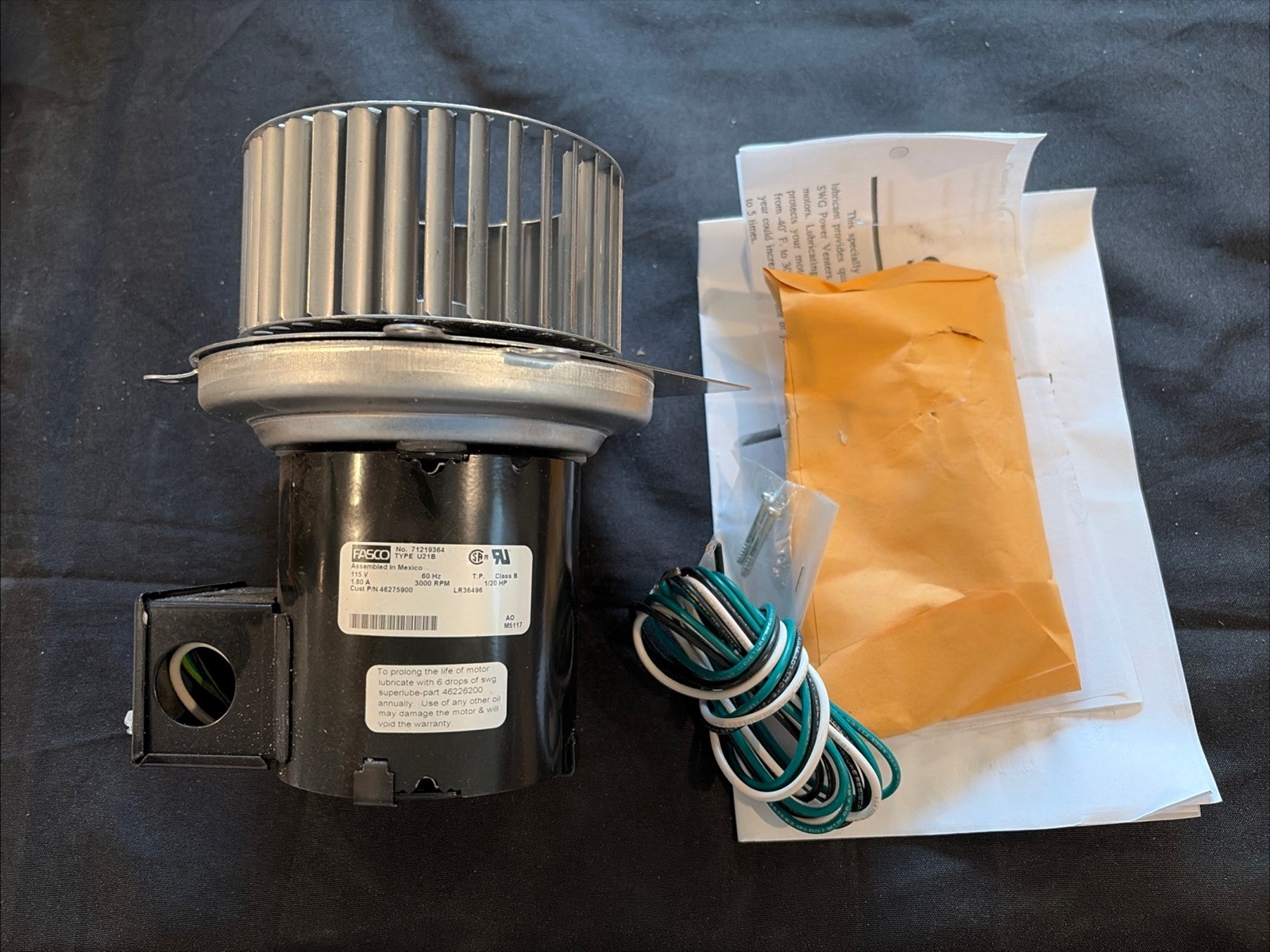 FASCO U21B BLOWER MOTOR 71219364 115V 60HZ 3000 RPM